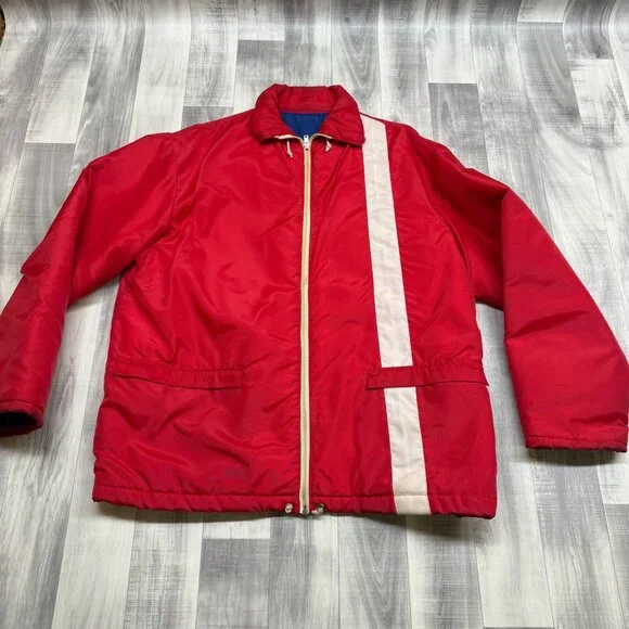 ✅Mens XL VTG Sea Suits Sea-Jak Ski-Jak Sailing/Skiing Jacket Red Nylon Cali USA - Picture 2 of 12